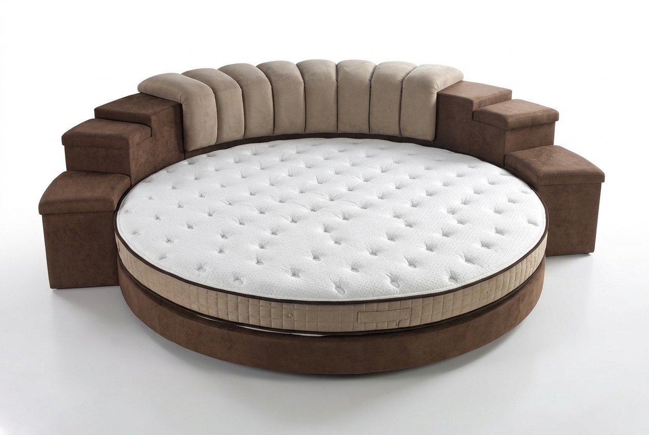 Rundes Bett Rund Design Betten Textil Doppel Luxus Hotel Gestell Schlaf Zimmer
