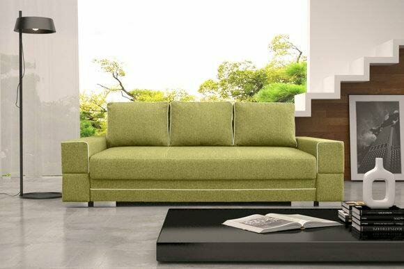 Schlafsofa Klappcouch 3-Sitzer Schlaffunktion + Bettkasten Couch GrÃ¼n Sofa