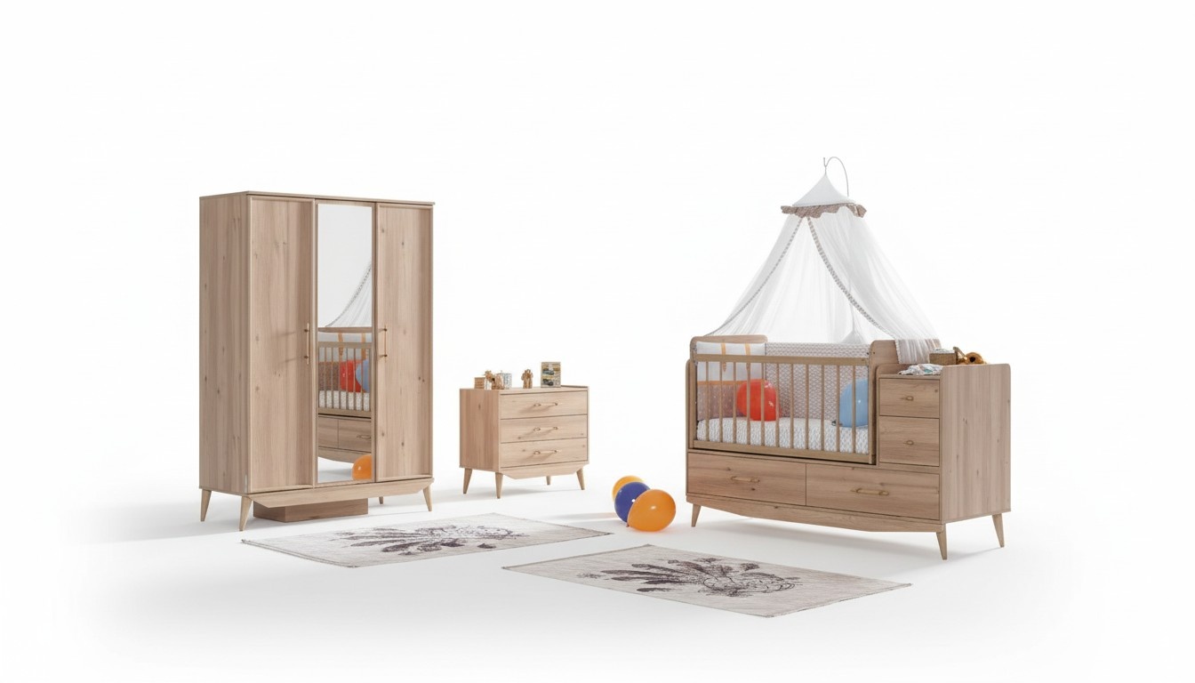 SÃ¤ugling Schlafzimmer Komplettzimmer Baby Bett Schrank Kommode 3tlg.