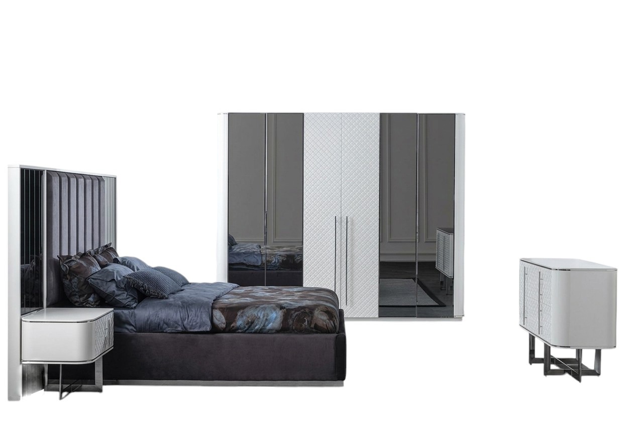 Schlafzimmer 6tlg Bet 2x Nachttische Luxus Kleiderschrank Design Schminktisch