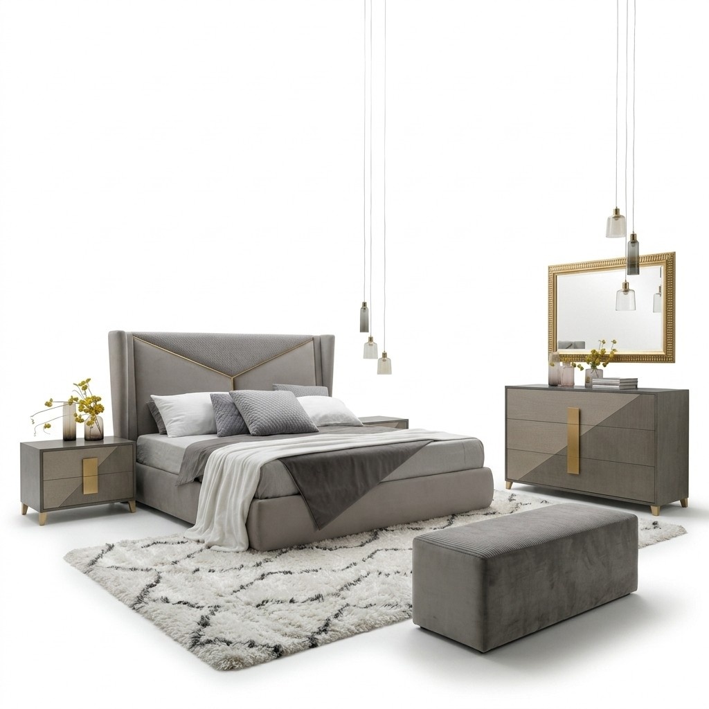 Schlafzimmer Bett 2x Nachttisch Betten 3tlg. Set Polster Italienische MÃ¶bel neu