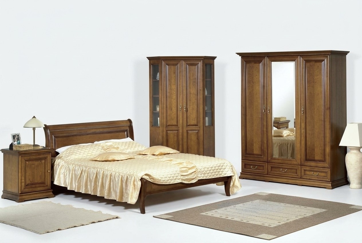 Schlafzimmer Bett 2x Nachttische Stilvoller Klassisches Kleiderschrank Set 5tlg