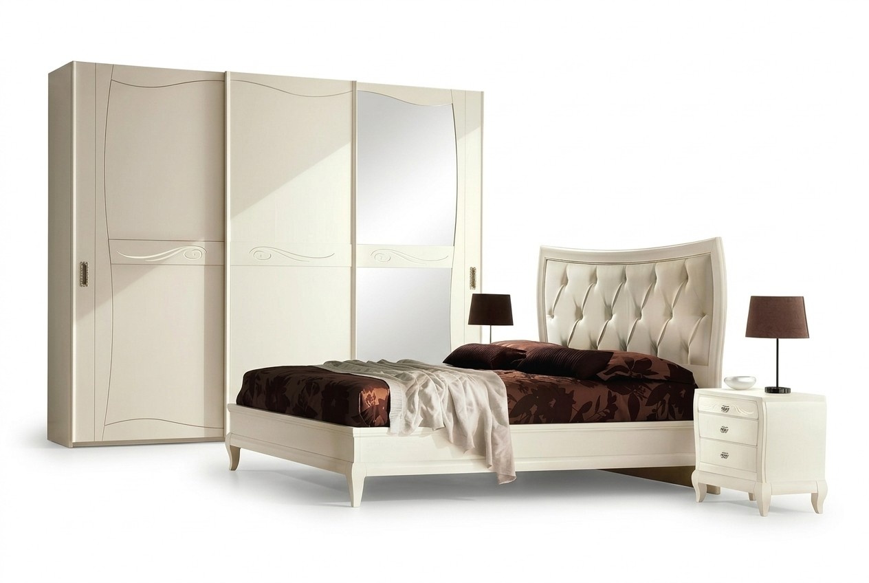 Schlafzimmer Bett Nachttisch Doppelbetten Garnitur Bettgestell Betten Set 3tlg.