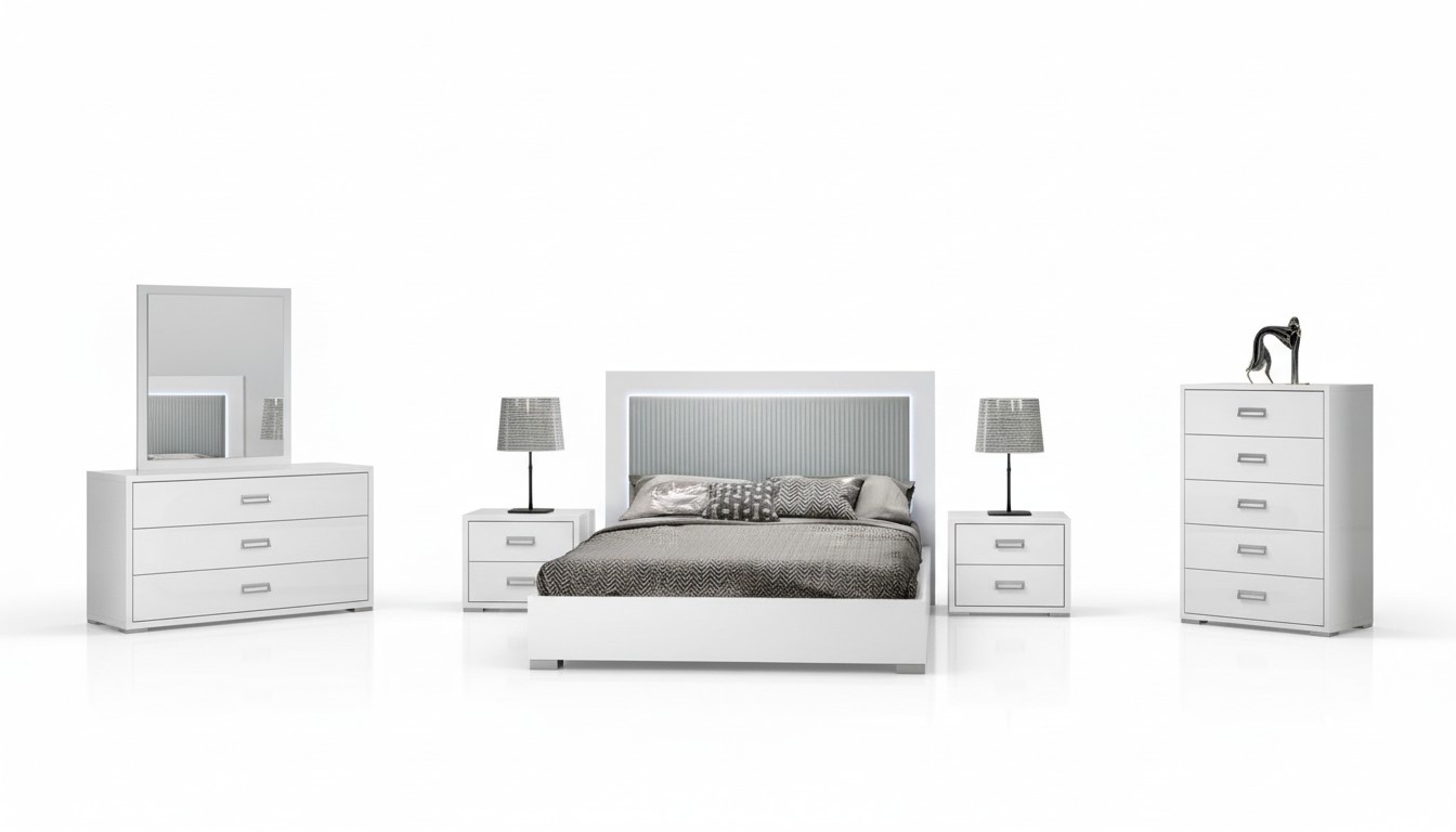 Schlafzimmer Bett Nachttisch Garnitur Gruppe Holz Modern Set Design Luxus 3tlg.