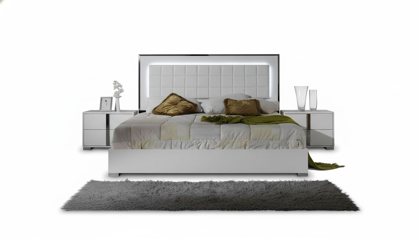 Schlafzimmer Bett Nachttisch Holz Nachttische Doppelbett Betten WeiÃ Modern 3tlg