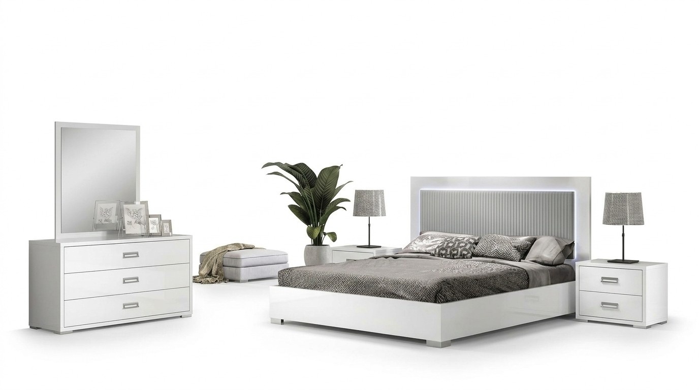 Schlafzimmer Bett Nachttisch Kommode Spiegel Garnitur Gruppe Holz WeiÃ Set 6tlg.