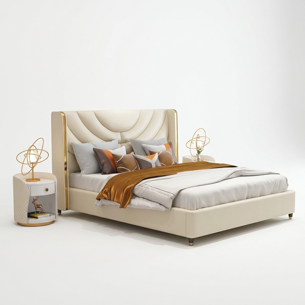 Schlafzimmer Bett Nachttische 3 tlg. Set Design Luxus Betten Holz Doppelbett