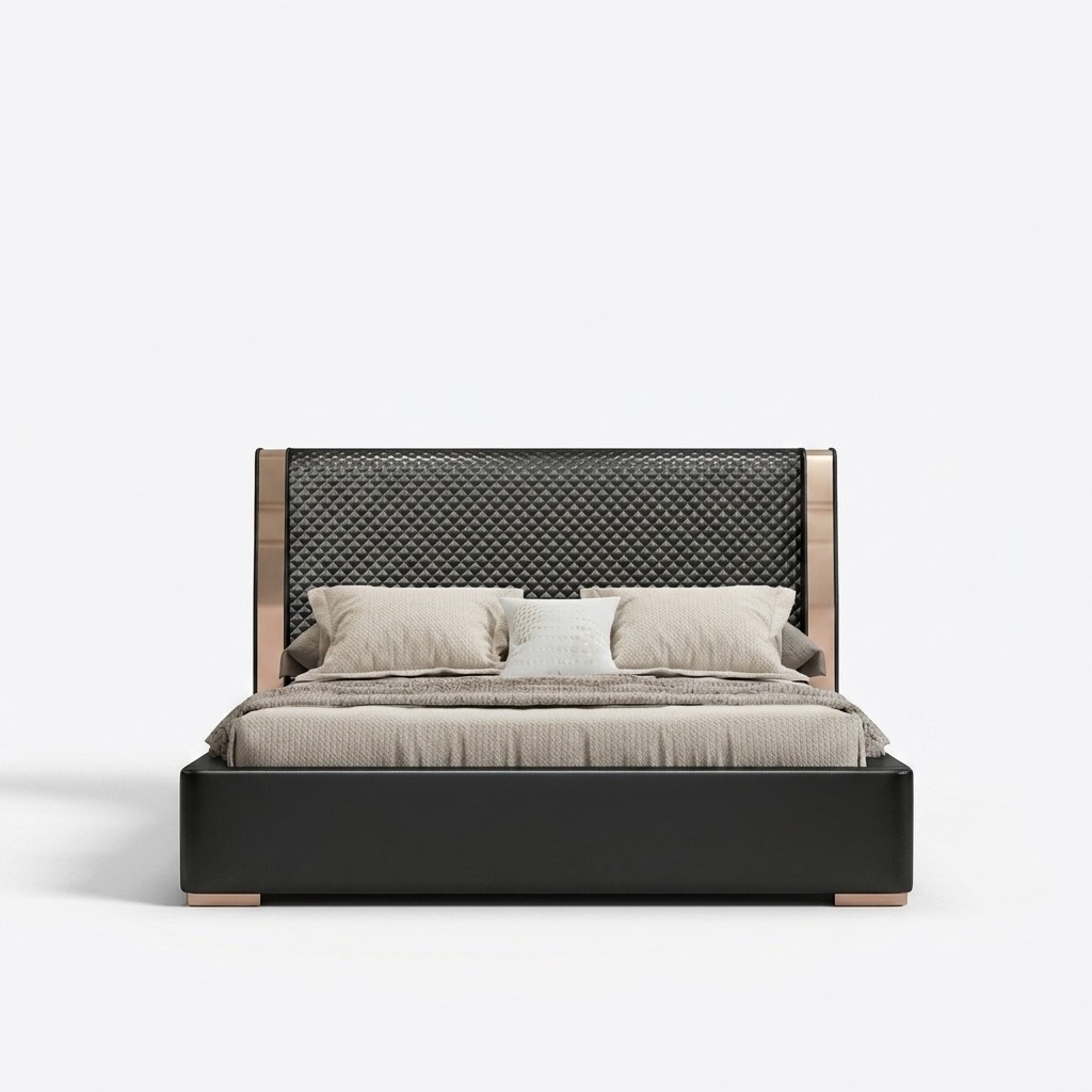 Schlafzimmer Betten Graues Lederbett Moderne MÃ¶bel Holzgestell Betten