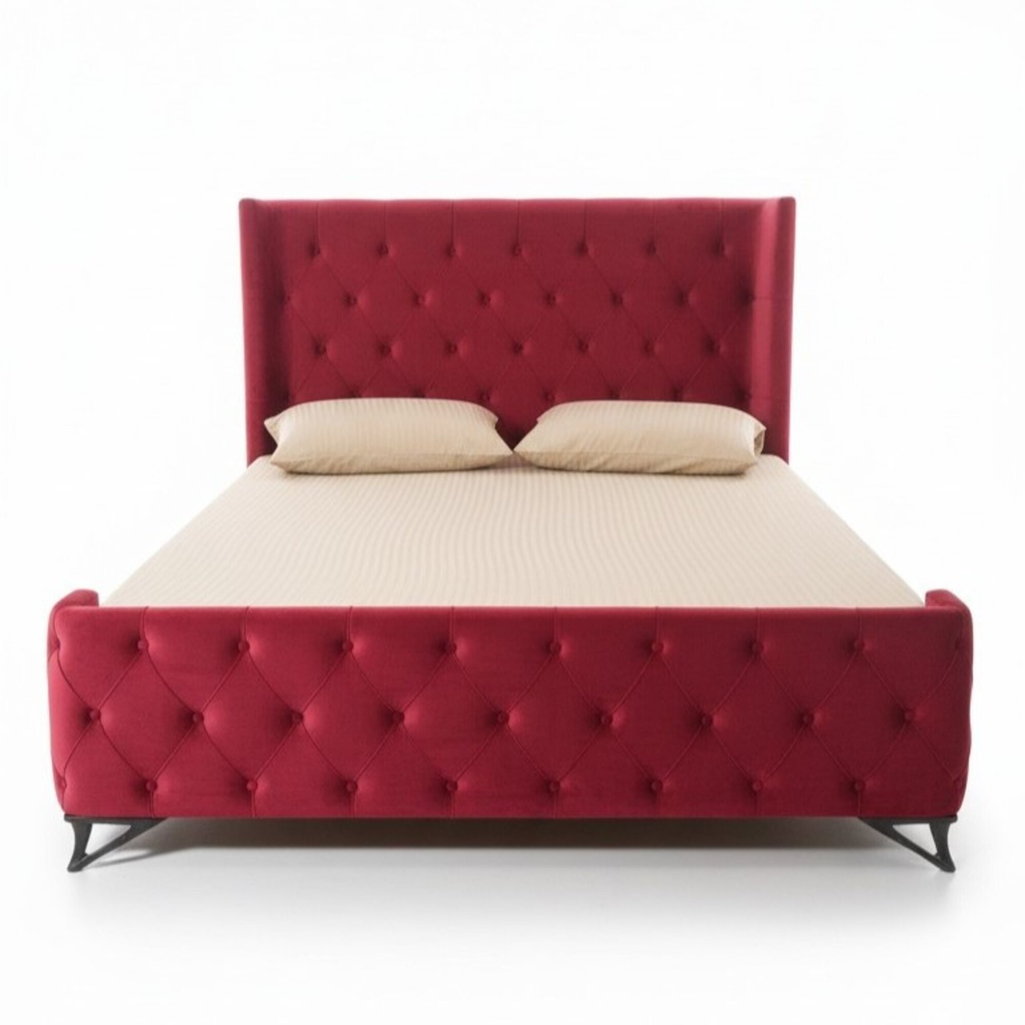 Schlafzimmer Chesterfield Bett Designer Betten Polster Luxus Hotel Rot Neu