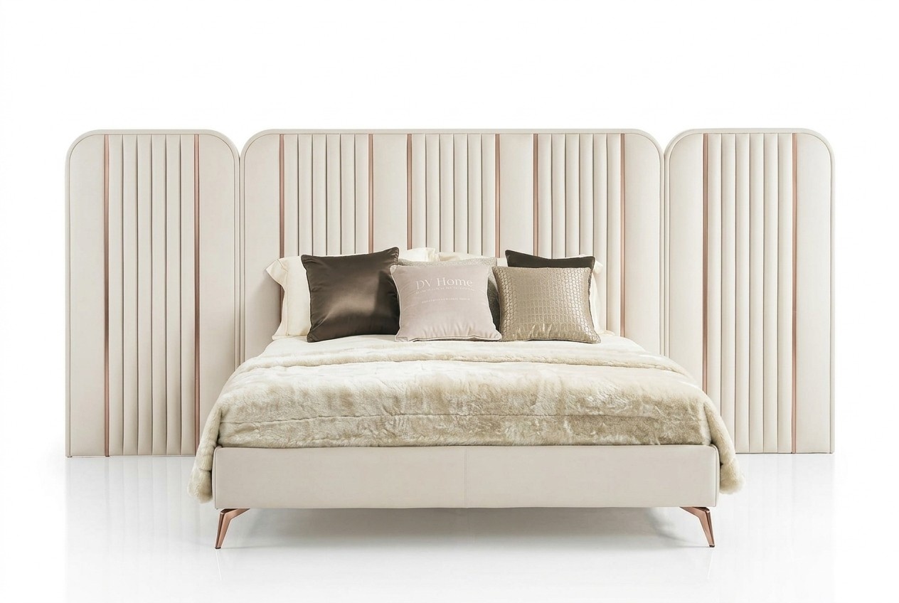 Schlafzimmer Doppelbett Beiges Bettgestell Kingsize Bett Luxus MÃ¶bel