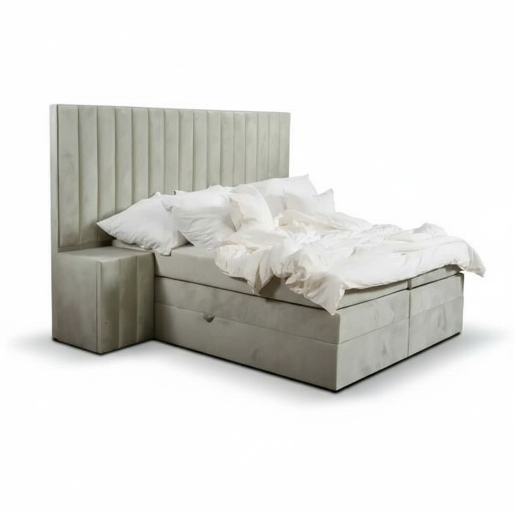 Schlafzimmer Doppelbett Bett 180Ñm Matratze Beige moderner Stil Holz