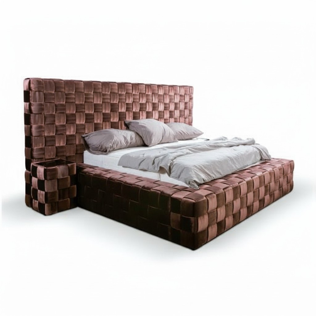 Schlafzimmer Doppelbett Bett 180Ñm Matratze Braun moderner Stil Holz