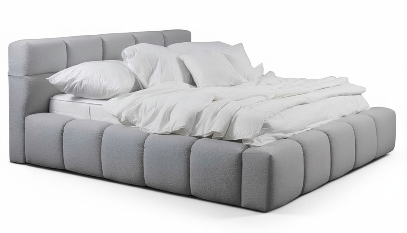 Schlafzimmer Doppelbett Bett 180Ñm Matratze Grau moderner Stil Holz