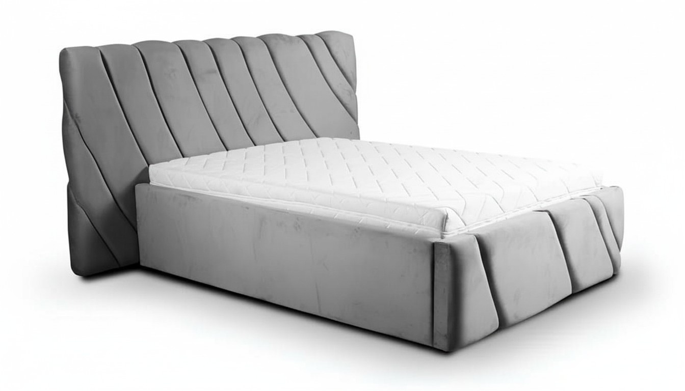 Schlafzimmer Doppelbett Bett 180Ñm Matratze Grau moderner Stil Holz