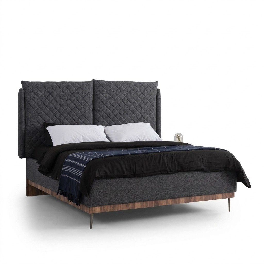Schlafzimmer Garnitur Schwarzes Doppelbett WeiÃe 2x Holz Nachttische
