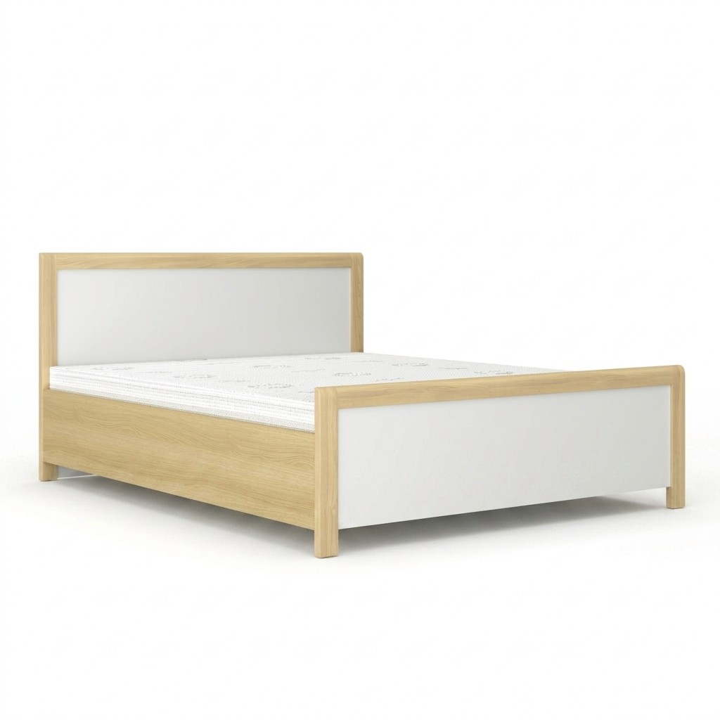 Schlafzimmer Holzbett WeiÃes Doppelbett Designer Helles Holzgestell