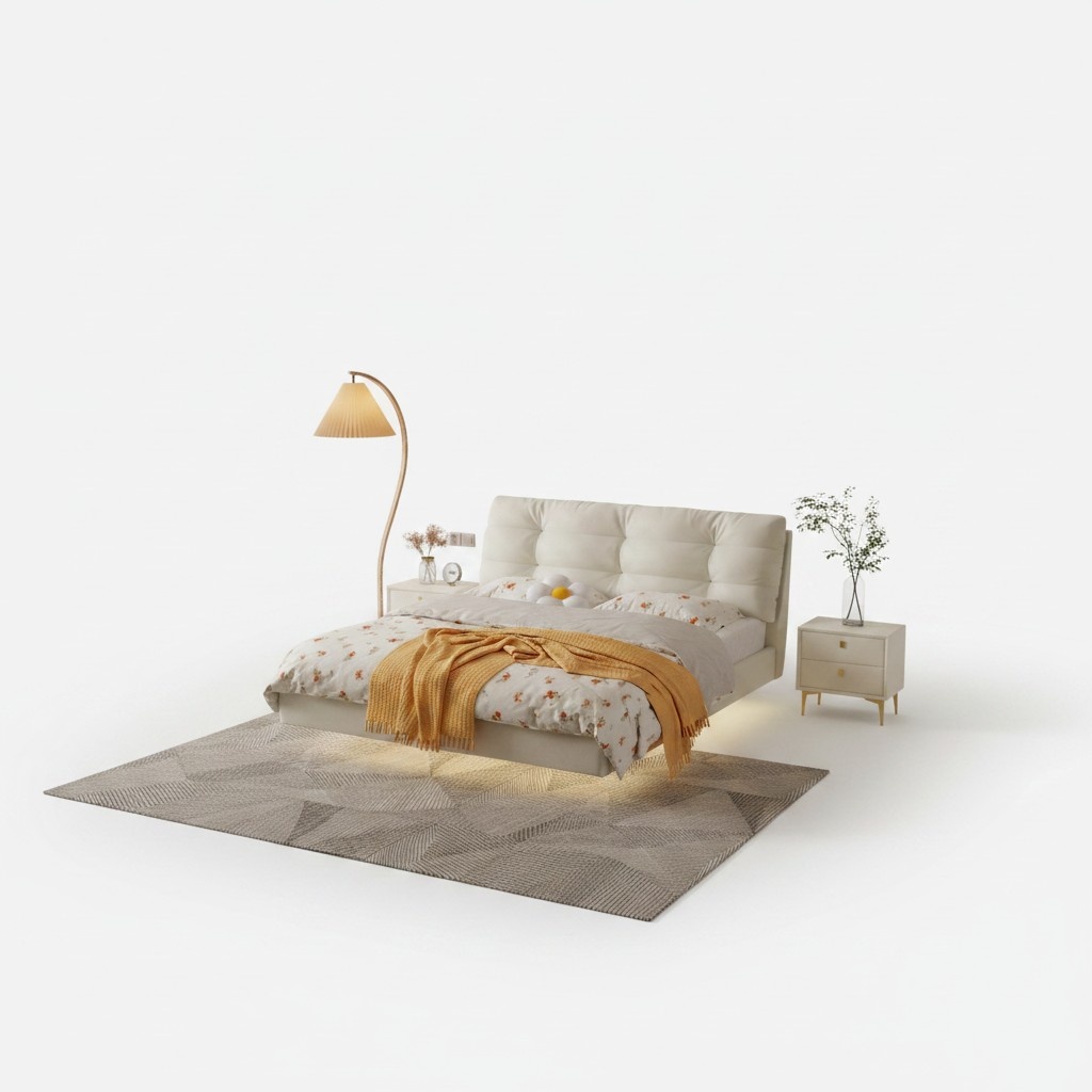 Schlafzimmer Holzgestell MÃ¶bel WeiÃes Doppelbett Lederbetten Textilbetten