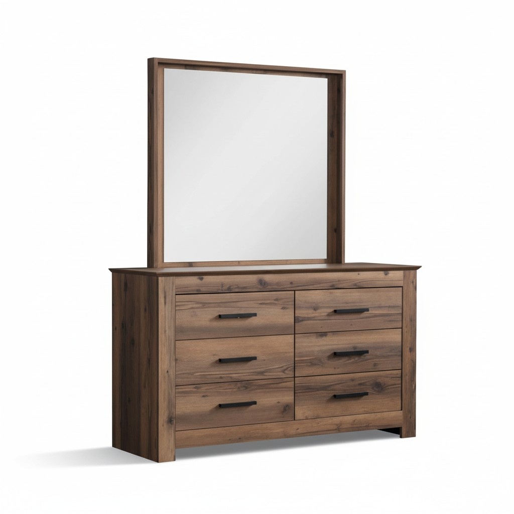 Schlafzimmer Kommode mit Spiegel modernen Stil elegante MÃ¶bel braune HolzmÃ¶bel