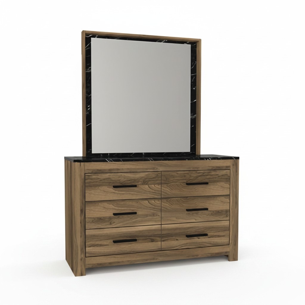 Schlafzimmer Kommode mit Spiegel modernen Stil elegante MÃ¶bel braune HolzmÃ¶bel