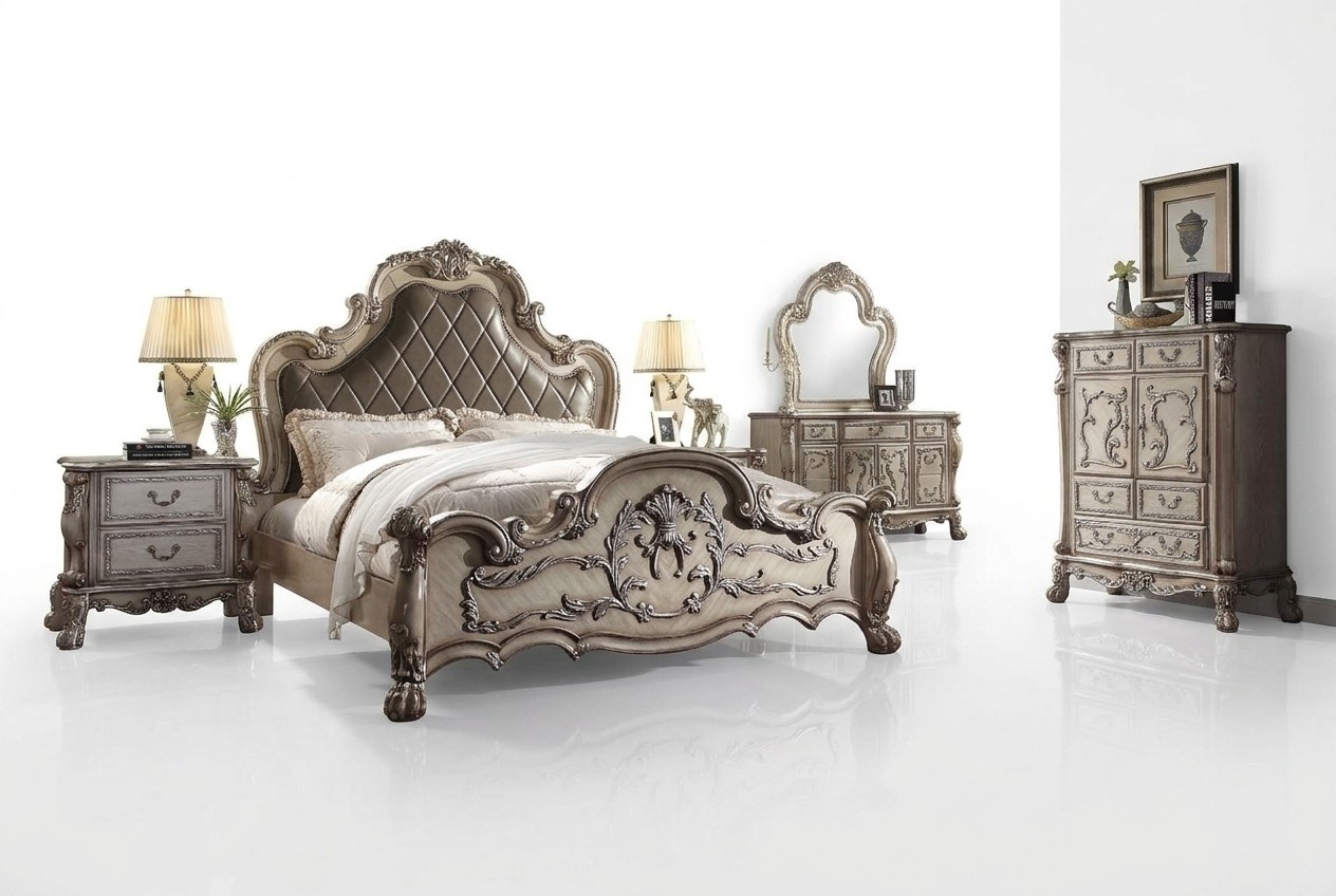 Komplett Set Schlafzimmer KÃ¶nigliches Barock Bett Schminktisch Nachttisch 6 tlg.