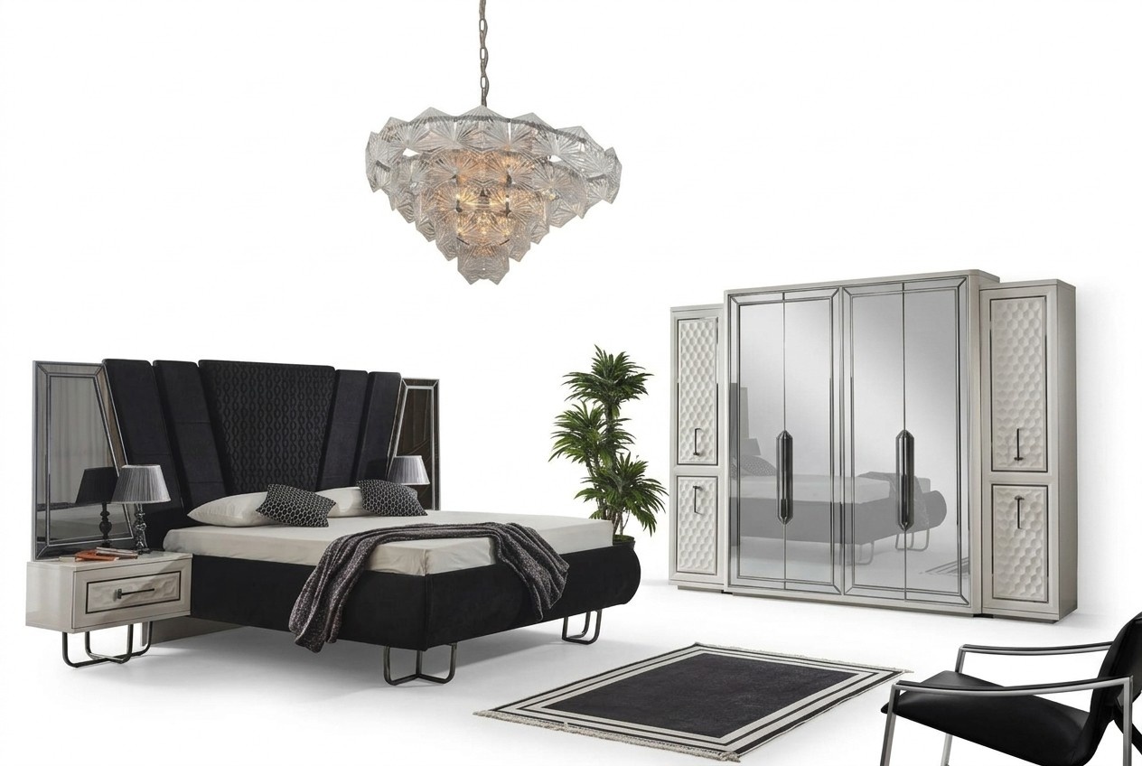 Schlafzimmer MÃ¶bel Bett Nachttische Kleiderschrank Schrank Betten 4tlg.