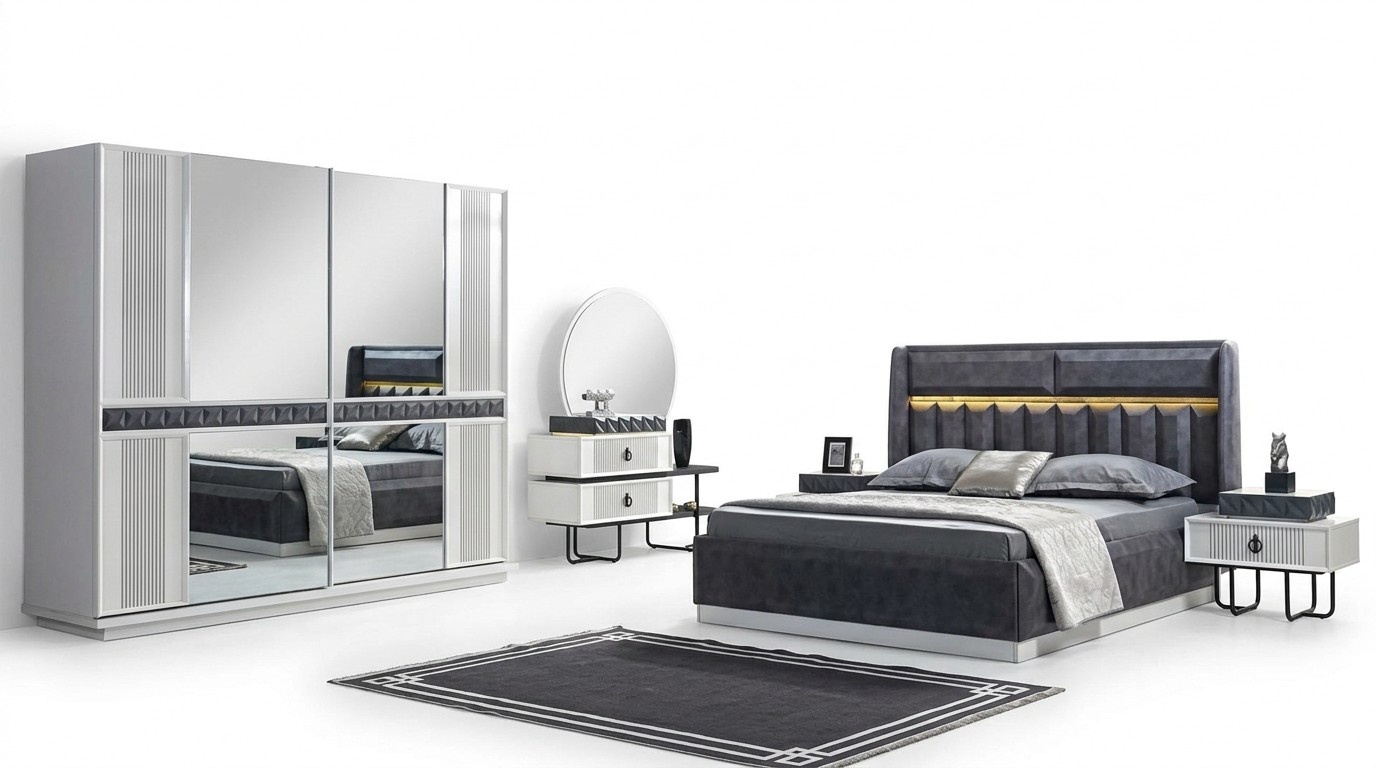 Schlafzimmer MÃ¶bel Set Bett Nachttisch Kommode Kleiderschrank 5tlg