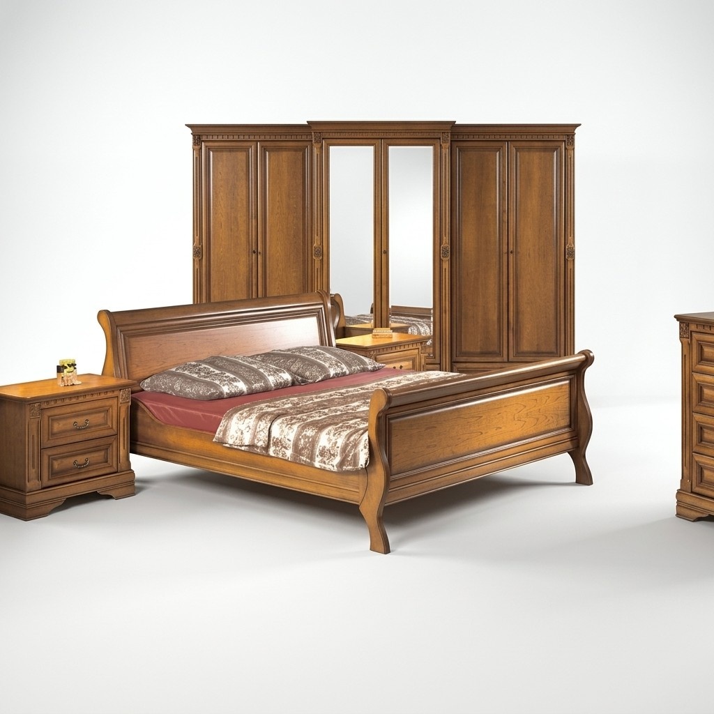 Schlafzimmer Set Bett Komplett 2x Nachttische LuxuriÃ¶ses Kleiderschrank
