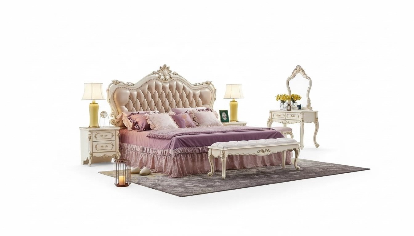 Schlafzimmer Set chesterfield Bett 2x Nachttische klassisch MÃ¶bel 3tlg