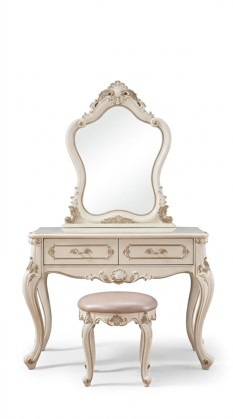 Schlafzimmer Set klassisch MÃ¶bel Schminktisch mit Spiegel Hocker 2tlg