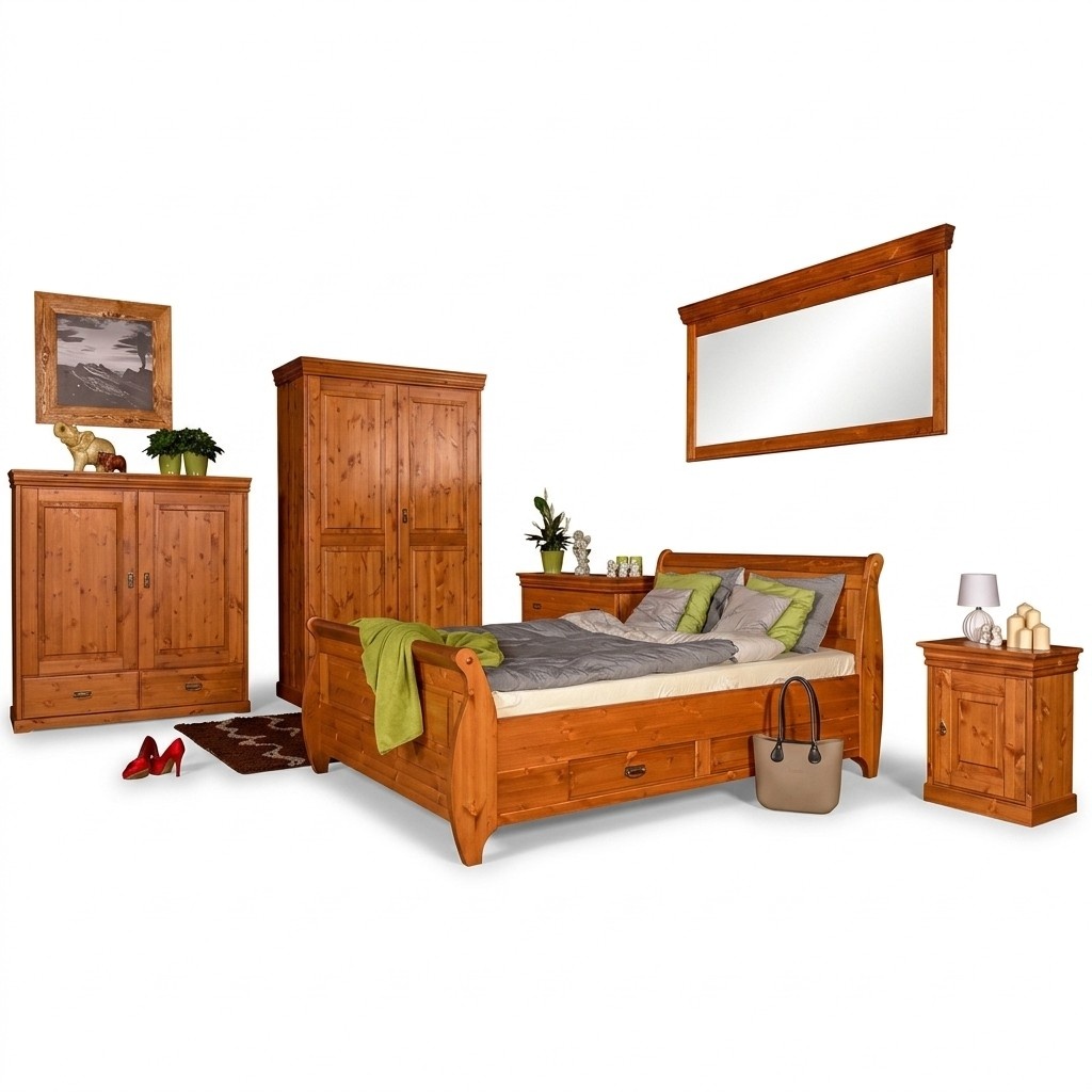 Schlafzimmer Set Komplett Design Bett Klassisch MÃ¶bel 5tlg Nachttisch Landhaus