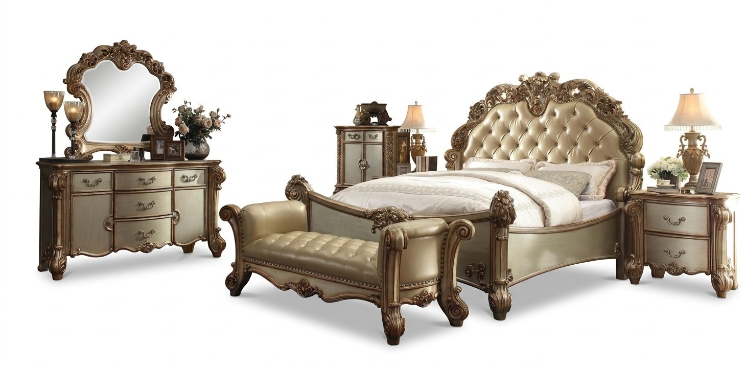 Schlafzimmer Set Komplett MÃ¶bel Nachttische Kommode Bett 7 tlg. Holz