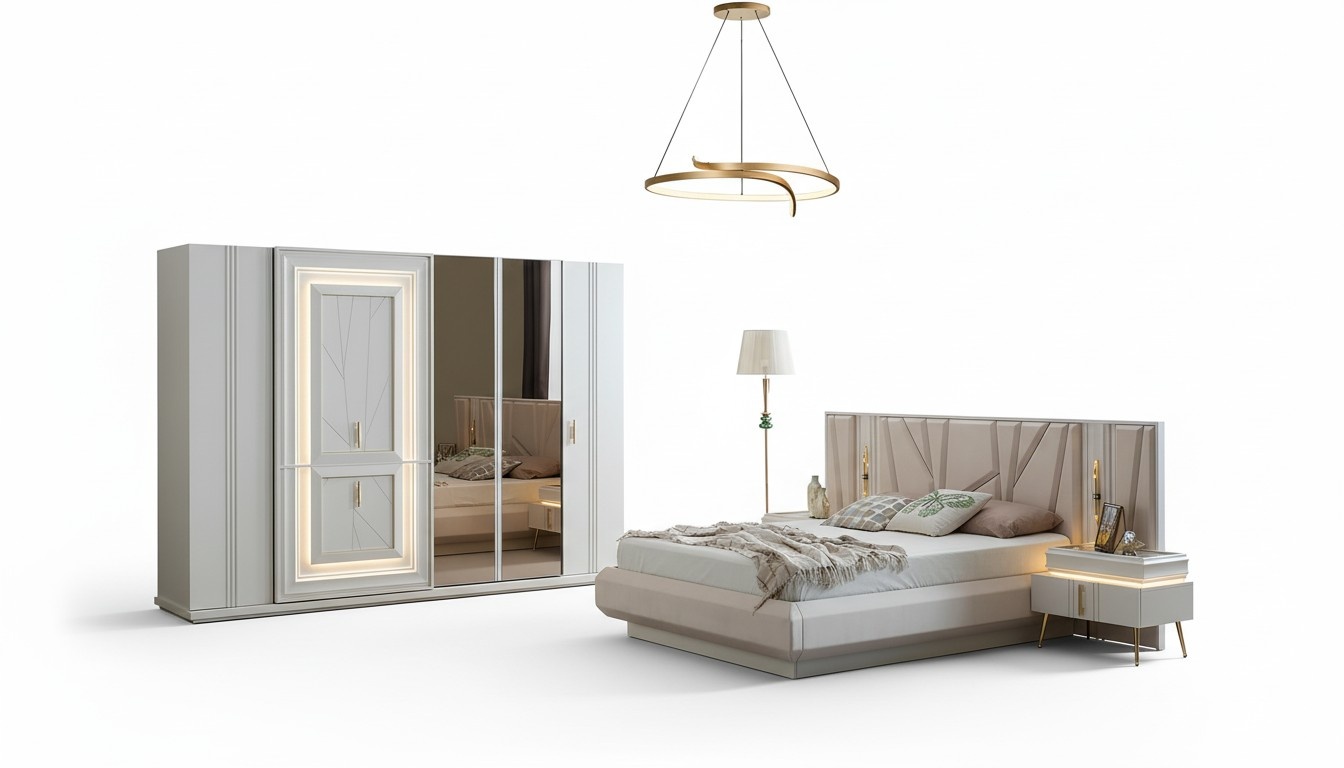 Schlafzimmer Set Luxus Bett 2x Nachttisch Kleiderschrank 4tlg MÃ¶bel