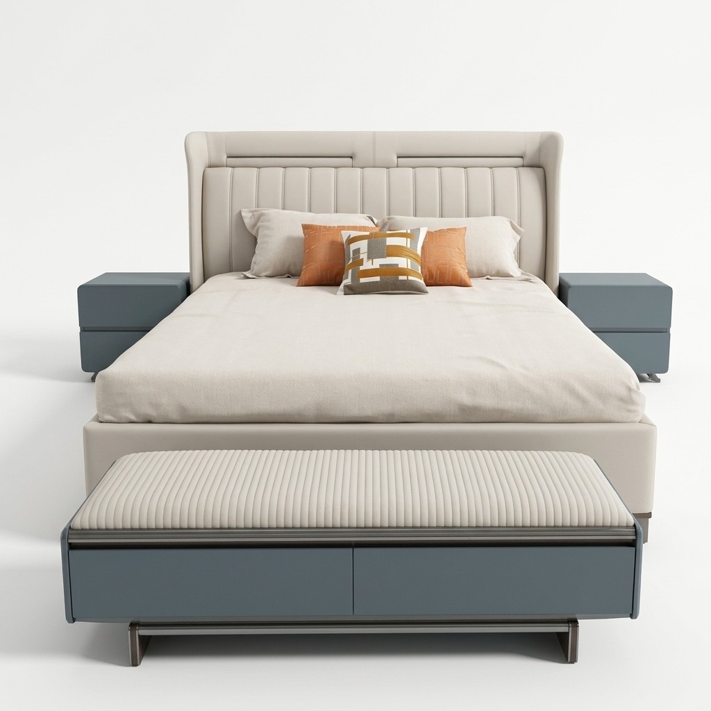 Schlafzimmer Set Luxus MÃ¶bel Bett Nachttische Doppelbetten Bettgestell