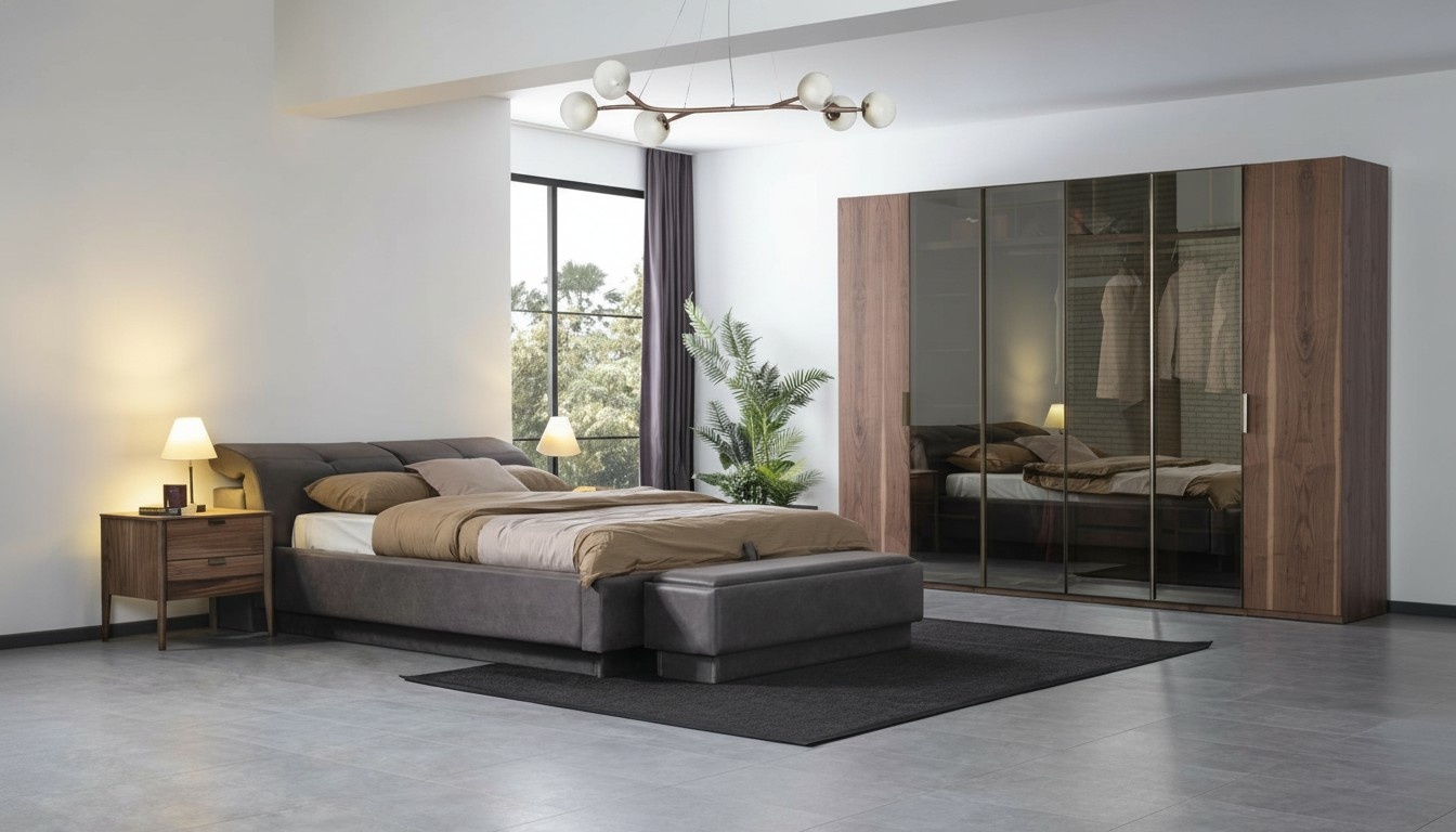 Schlafzimmer Set MÃ¶bel Bett 2x Nachttisch Kleiderschrank MÃ¶bel Komplett Set 4tlg