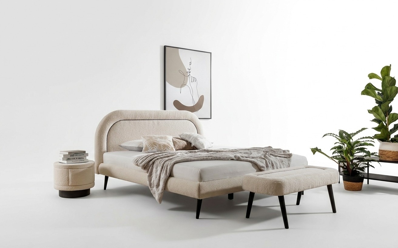 Schlafzimmer Set WeiÃ Bett Elegantes 2x Nachttische Luxus Hocker Modern .