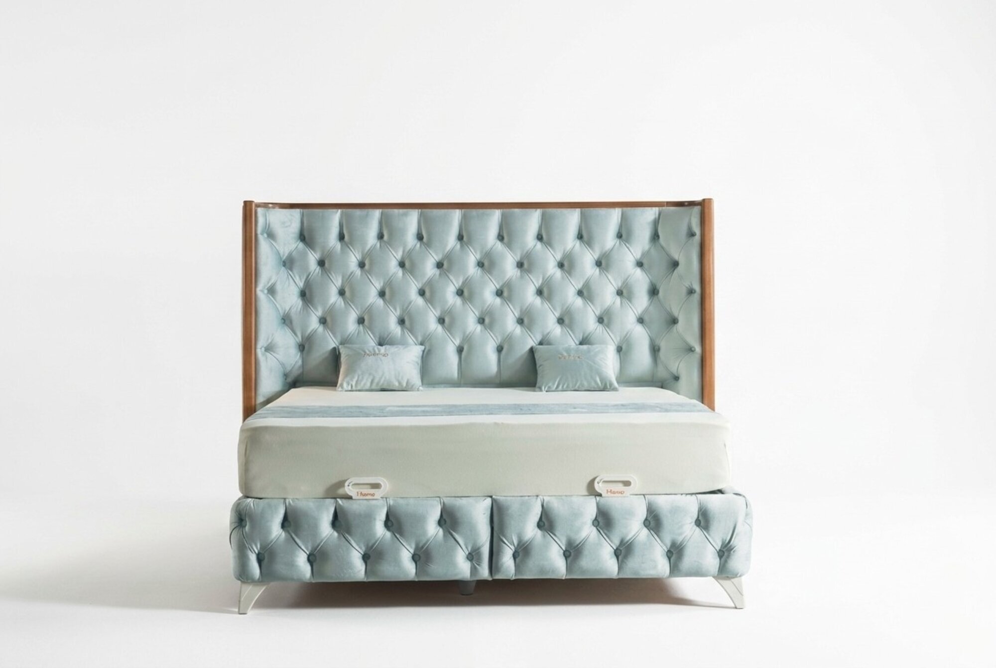 Schlafzimmer Set WeiÃ Metall Bett Chesterfield Stil 2x Nachttische 3tlg