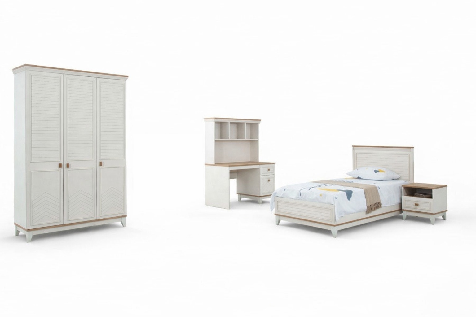 Schlafzimmer Sets Jugenbett Kinderbett WeiÃ Holz Set 4tlg Bett Modern