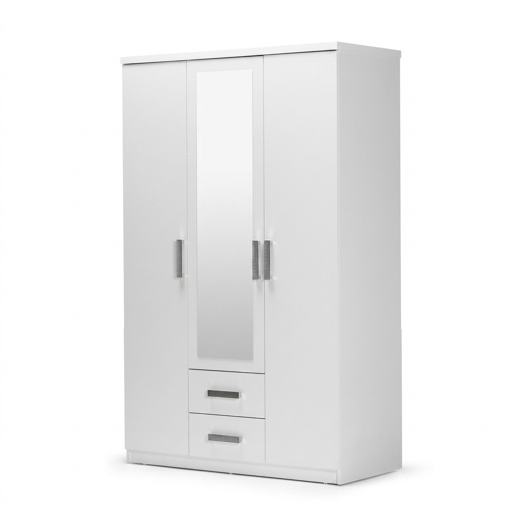 Schrank Kleiderschrank Holzschrank Anbauschrank Spiegel Holz WeiÃ Schlafzimmer