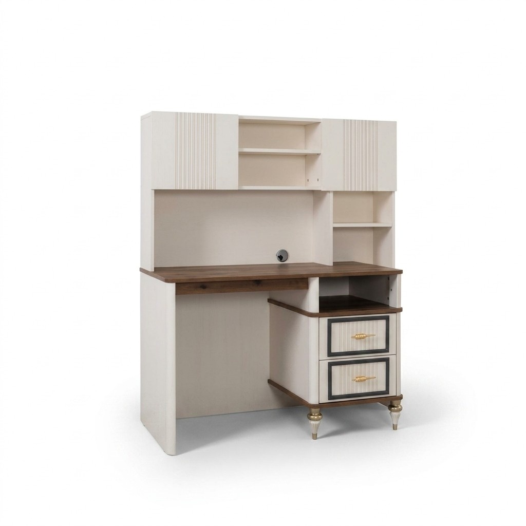 Schreibtisch BÃ¼rotisch Computertisch Beige BÃ¼romÃ¶bel Holz Tisch Regale