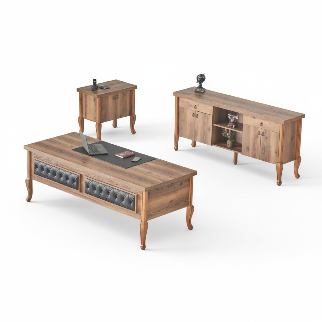 Schreibtisch BÃ¼rotisch Sideboard Kommode BÃ¼roeinrichtung Klassisch Braun