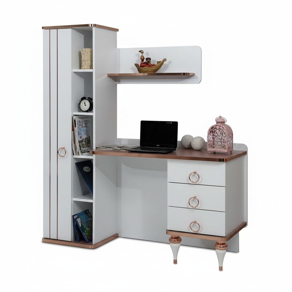 Schreibtisch Modern Design WeiÃ Regale Schubladen Elegante Akzente Kinderzimmer