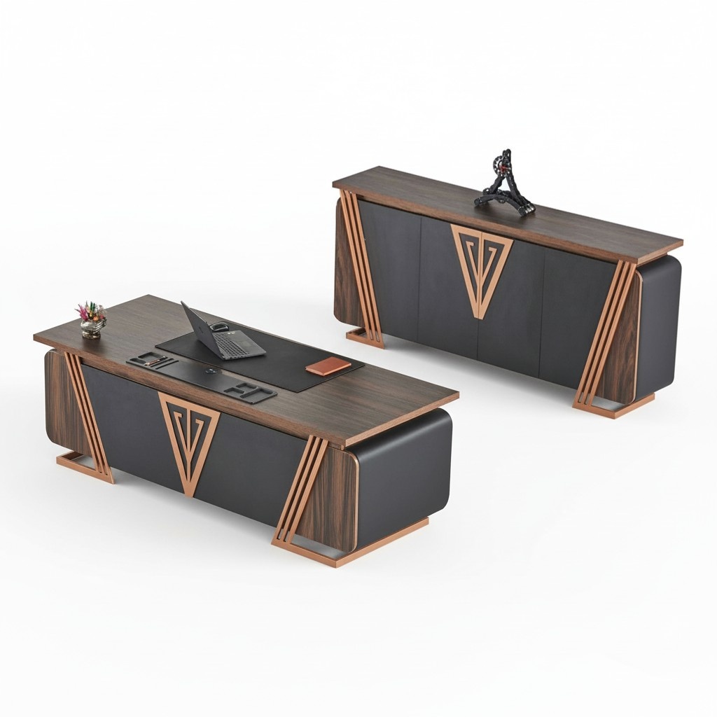 Schreibtisch Sideboard Arbeitszimmer-Set BÃ¼rotisch Stauraum Modern Holz