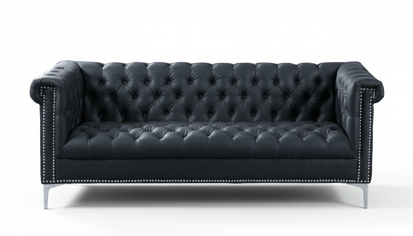 Schwarz Dreisitzer Chesterfield Modern Design Couchen Leder Sofa Designer MÃ¶bel