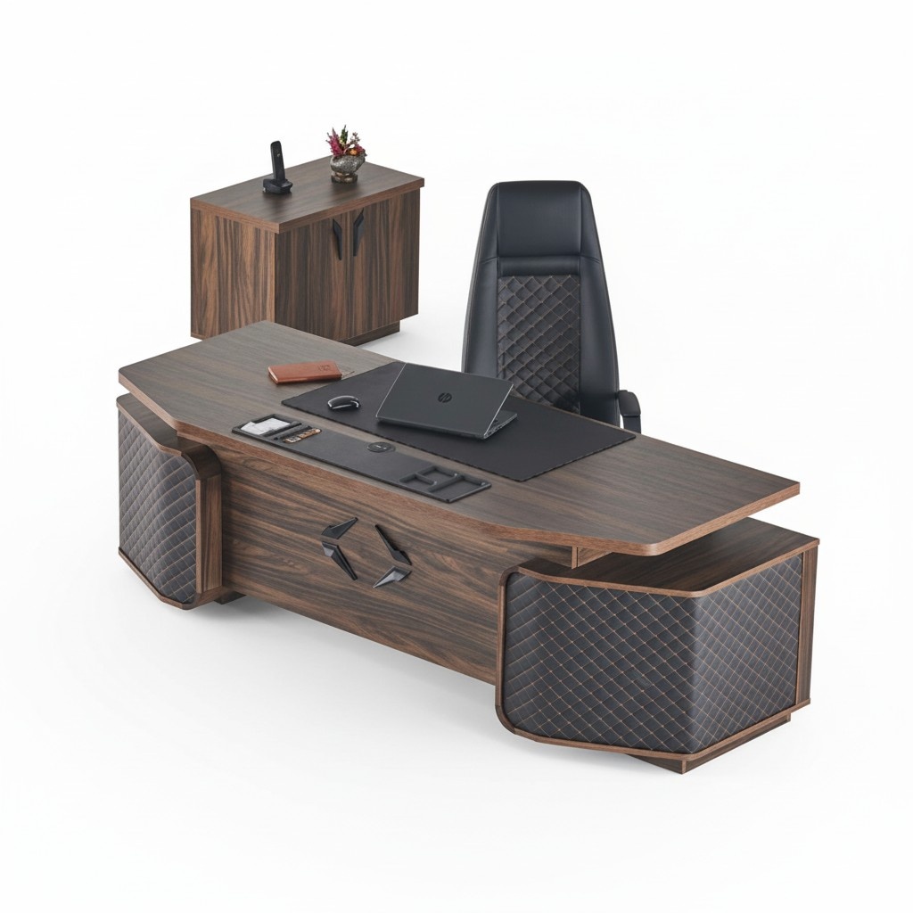 Schwarz Modern BÃ¼rotisch BÃ¼rostuhl Kommode Braun Arbeitsizmmer-Set BÃ¼ro
