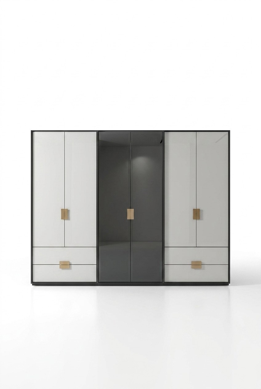Schwarz-WeiÃer Schlafzimmer Kleiderschrank Moderner 6-TÃ¼riger Schrank