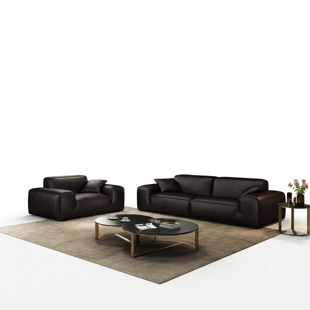 Schwarze Sofagarnitur Luxus 3+1 Sitzer Ledercouchen Wohnzimmer MÃ¶bel