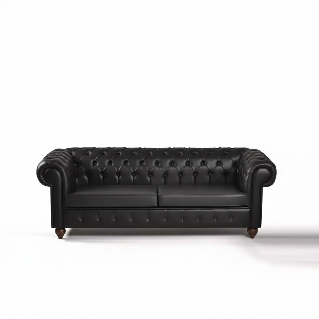 Schwarzer Chesterfield Dreisitzer BÃ¼roeinrichtung Couch Luxus Sitzer