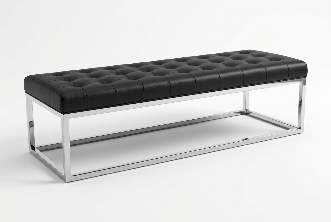 Schwarzer Holz-Hocker im eleganten Design fÃ¼r Wohnzimmer