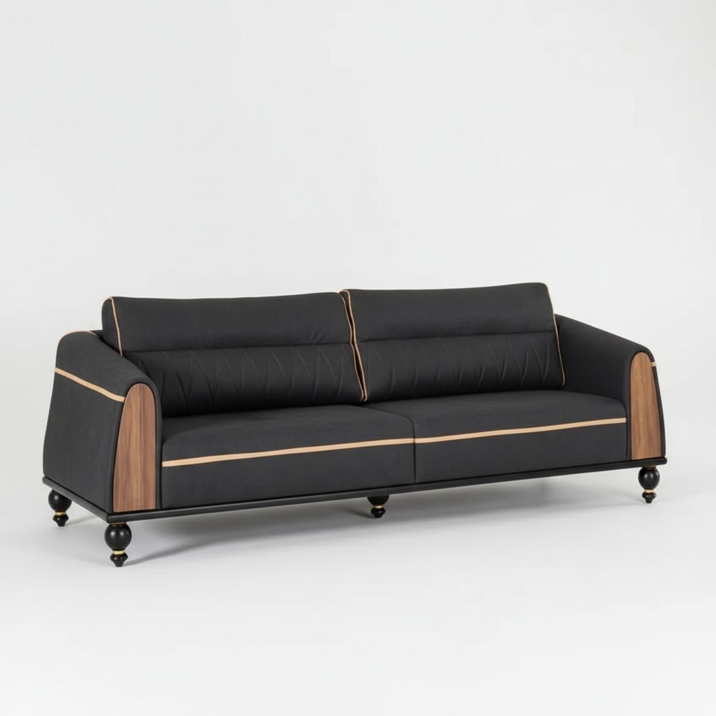 Schwarzes Designer Sofa ArbeitszimmermÃ¶bel Stil Moderne Couch Dreisitzer