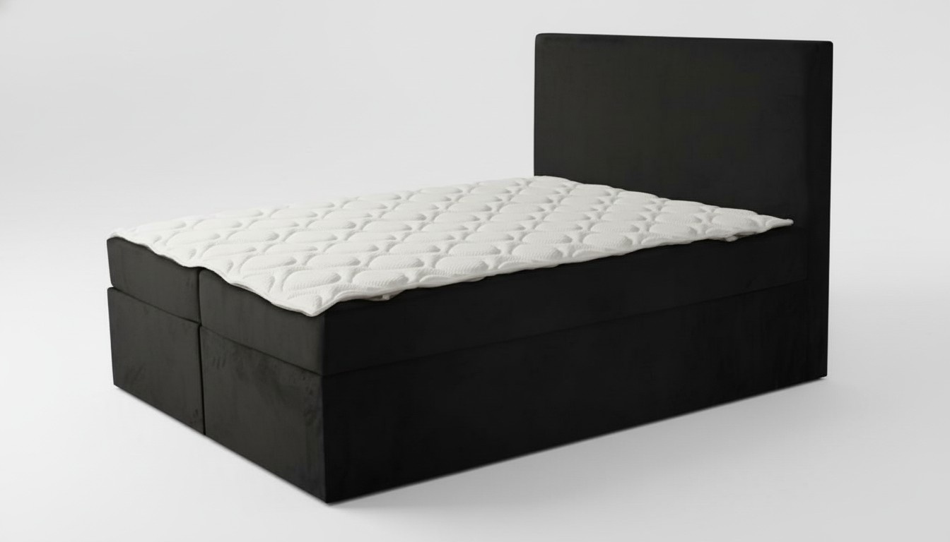 Schwarzes Doppelbett Klassisches SchlafzimmermÃ¶bel Design Eleganter Stoff neu